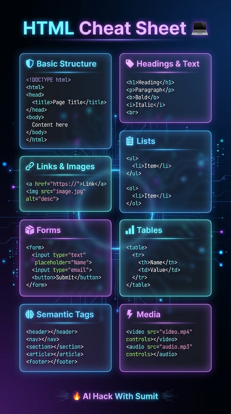 HTML Cheat Sheet for Beginners