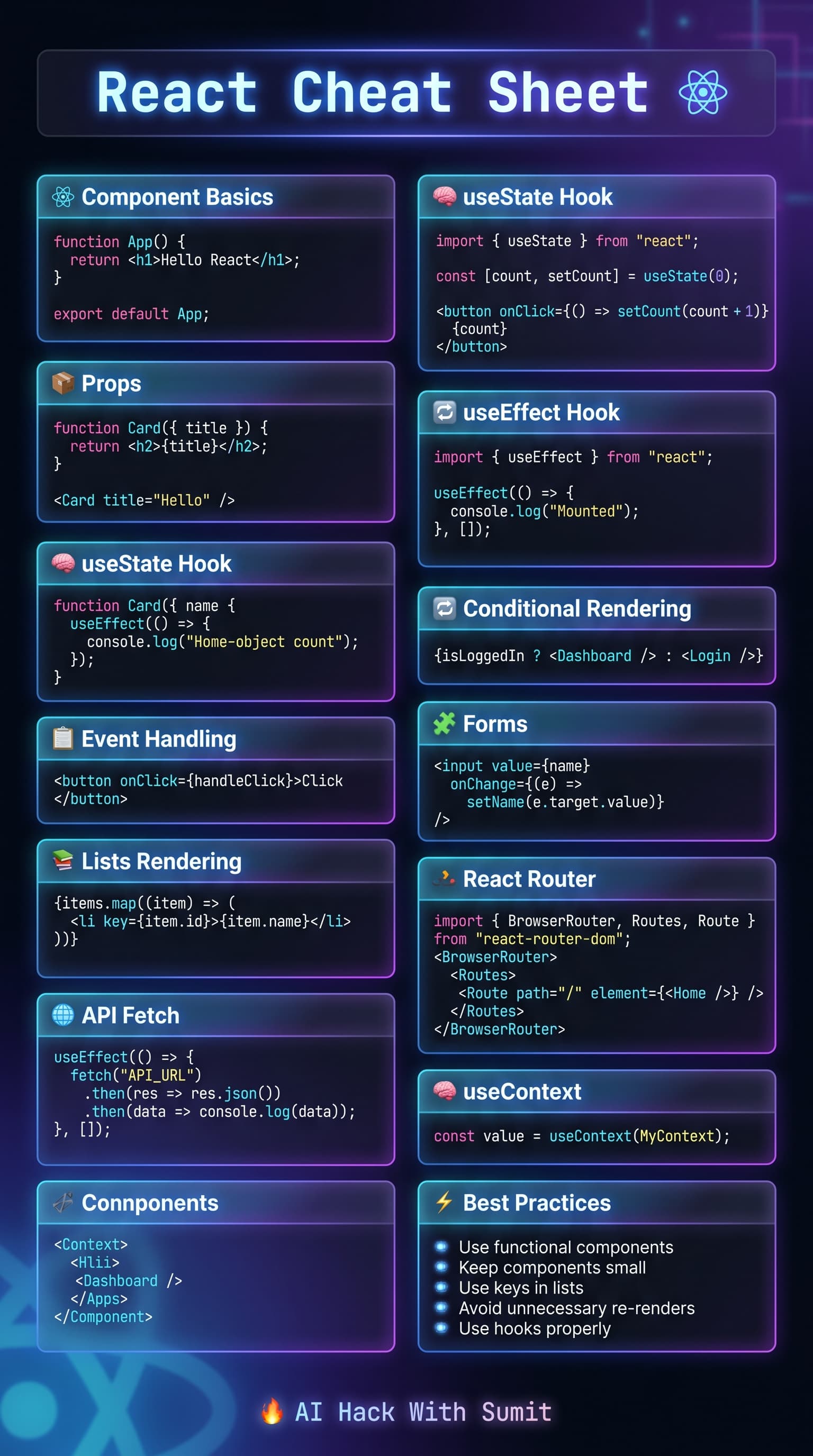 React Cheatsheet — Complete Visual Guide